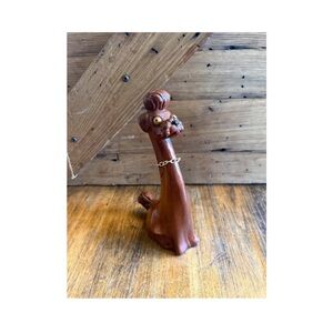 Vintage 50s Kitsch Poodle Figurine: Faux Wood Dog Decor Standard Poodle